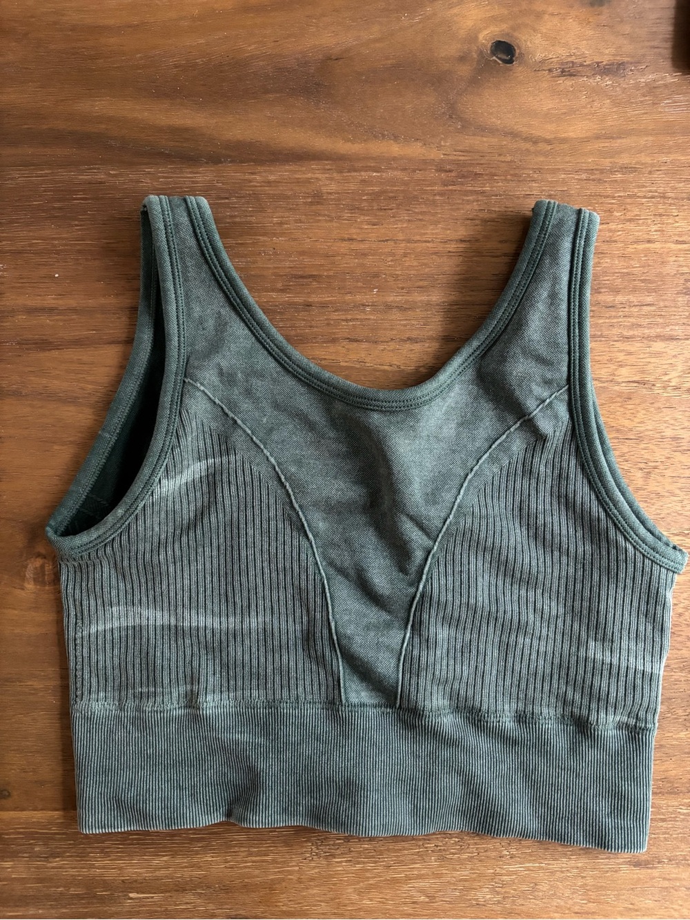 Ribbed Scoop-Neck Sports Bralette in Olive